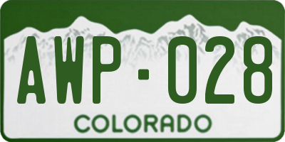 CO license plate AWP028