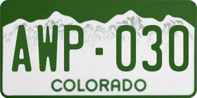 CO license plate AWP030