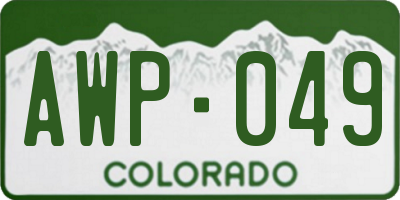 CO license plate AWP049