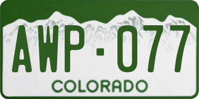 CO license plate AWP077
