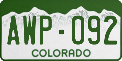 CO license plate AWP092