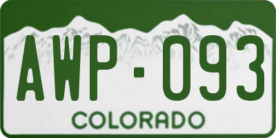 CO license plate AWP093