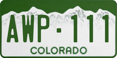 CO license plate AWP111