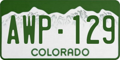 CO license plate AWP129