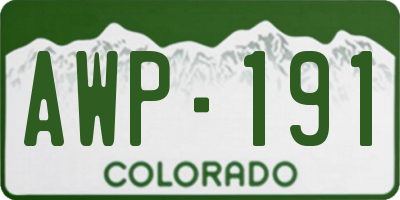 CO license plate AWP191