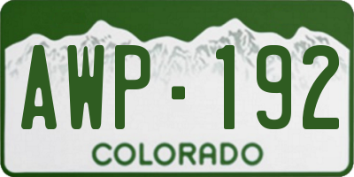 CO license plate AWP192