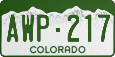 CO license plate AWP217
