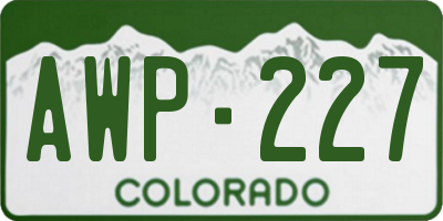 CO license plate AWP227