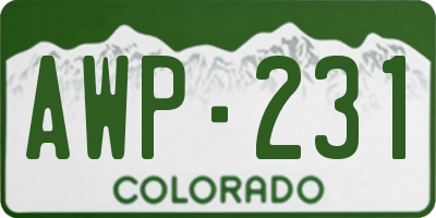 CO license plate AWP231