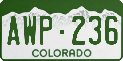 CO license plate AWP236