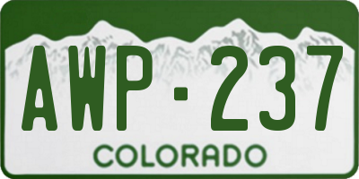 CO license plate AWP237