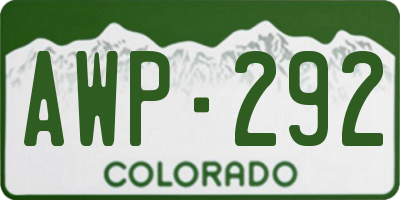 CO license plate AWP292