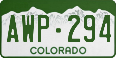 CO license plate AWP294