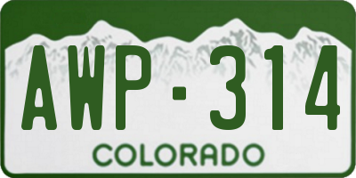 CO license plate AWP314