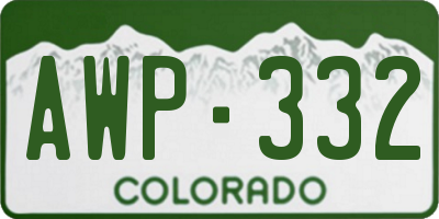 CO license plate AWP332