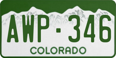 CO license plate AWP346