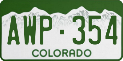 CO license plate AWP354