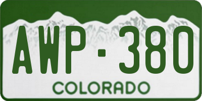 CO license plate AWP380