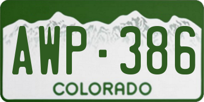 CO license plate AWP386