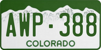CO license plate AWP388