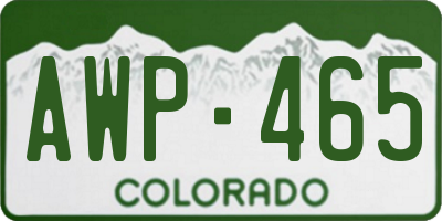 CO license plate AWP465