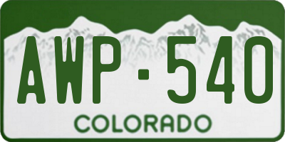 CO license plate AWP540