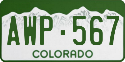 CO license plate AWP567