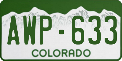 CO license plate AWP633