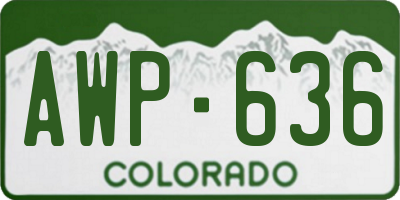 CO license plate AWP636