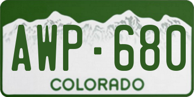 CO license plate AWP680