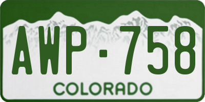 CO license plate AWP758