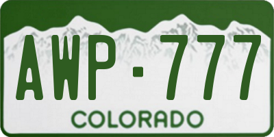 CO license plate AWP777