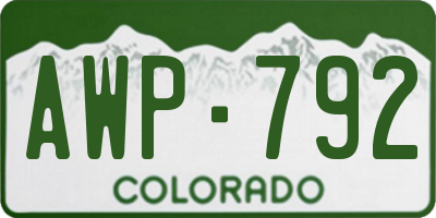 CO license plate AWP792