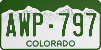 CO license plate AWP797