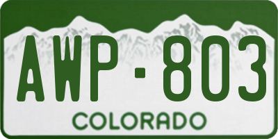 CO license plate AWP803