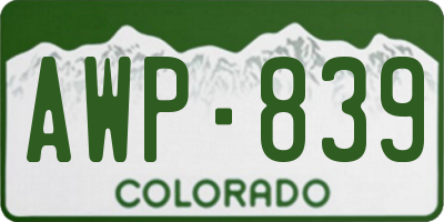 CO license plate AWP839