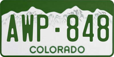 CO license plate AWP848