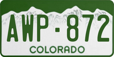 CO license plate AWP872