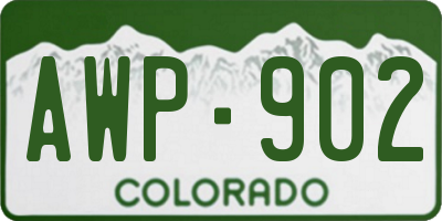 CO license plate AWP902