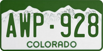 CO license plate AWP928