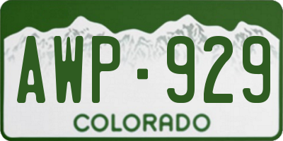 CO license plate AWP929