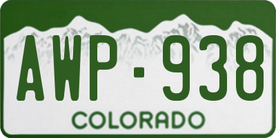 CO license plate AWP938