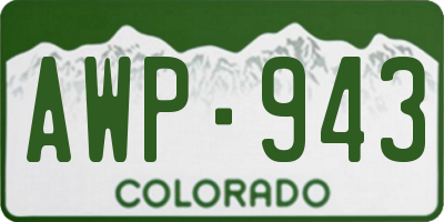 CO license plate AWP943