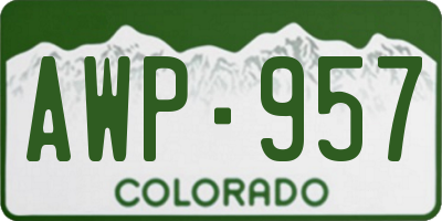 CO license plate AWP957