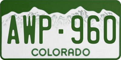CO license plate AWP960