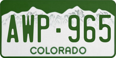 CO license plate AWP965