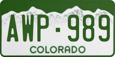 CO license plate AWP989