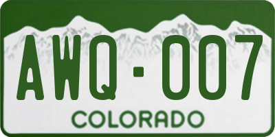 CO license plate AWQ007
