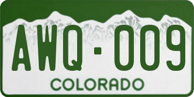 CO license plate AWQ009