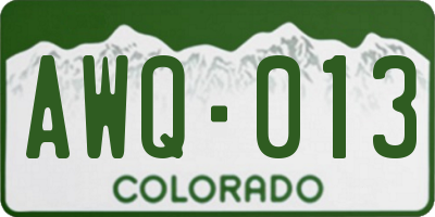 CO license plate AWQ013